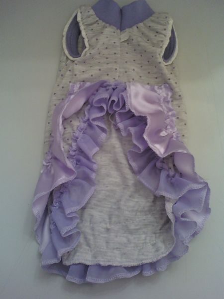 Vestido cinza bolinhas roxa P (atrás)